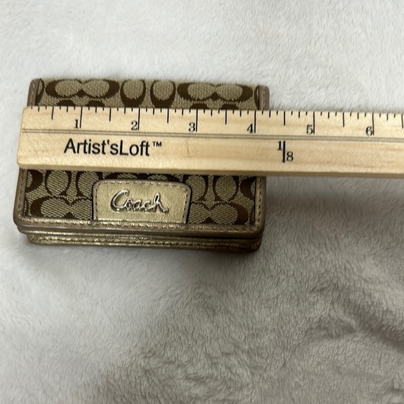 Coach Brown and Cream mini trifold Wallet - Picture 9 of 10